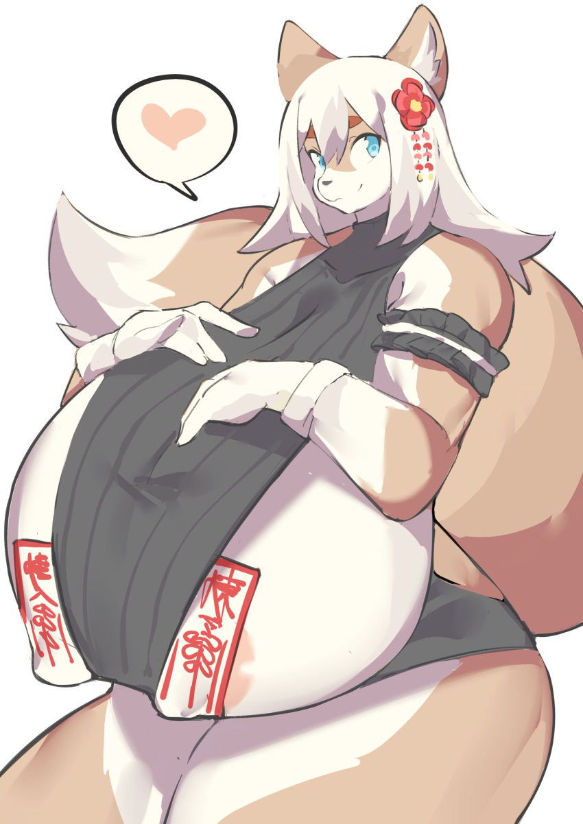 &lt;3 2022 accessory anthro areola arm_garter aspirindabaitu big_breasts biped black_clothing black_sweater black_topwear blue_eyes breasts canid canine canis chito-nii clothing female flower flower_in_hair fluffy fluffy_tail garter gloves hair hair_accessory handwear hi_res huge_breasts mammal meme meme_clothing nipple_outline ofuda ofuda_on_breast plant simple_background smile solo sweater topwear virgin_killer_sweater white_background white_clothing white_gloves white_hair white_handwear wolf