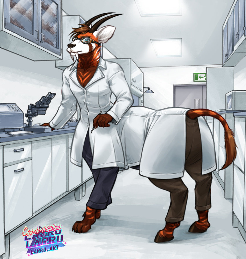 absurd_res clothed_taur clothing coat equid equine furgonomics hi_res lab_coat larru-larru mammal taur topwear zebra