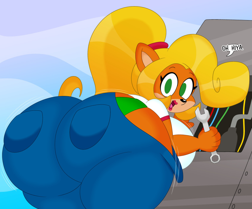 2022 3barts 4k absurd_res accessory activision anthro bandicoot bent_over big_breasts big_butt blonde_hair bouncing_breasts bouncing_butt breast_jiggle breasts bubble_butt butt butt_focus butt_jiggle clothing coco_bandicoot crash_bandicoot_(series) curvaceous curvy_figure denim denim_clothing detailed_background dialogue digital_drawing_(artwork) digital_media_(artwork) english_text eyelashes female fur green_eyes hair hair_accessory hair_tie hi_res huge_breasts huge_butt jiggling lipstick long_hair looking_at_viewer looking_back makeup mammal marsupial motion_lines multicolored_body multicolored_fur open_mouth orange_body orange_fur overalls panties panty_shot ponytail rear_view red_lipstick smile solo talking_to_viewer tan_body tan_fur text thick_thighs tongue tools two_tone_body two_tone_fur underwear video_games voluptuous wide_hips wrench