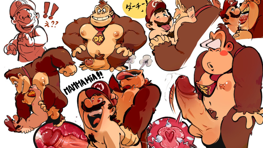 &lt;3 &lt;3_eyes anal anal_penetration anthro anthro_penetrating anthro_penetrating_human ape big_dom_small_sub blush bodily_fluids breath brown_body brown_fur brown_hair chubby_human chubby_male clothing cum cum_in_ass cum_inside doggystyle dominant donkey_kong_(character) donkey_kong_(series) duo ejaculation erection facial_hair french_kissing from_behind_position from_front_position fur genital_fluids gorilla hair haplorhine hat headgear headwear hi_res human human_on_anthro human_penetrated impregnation internal interspecies kissing larger_anthro larger_male lying male male/male male_penetrated male_penetrating male_penetrating_male mammal mario mario_bros matainfancias missionary_position musclegut mustache navel necktie nintendo nipples nude on_back pecs penetration penile penile_penetration penis_in_ass pregnant pregnant_male primate sex size_difference smaller_human smaller_male smaller_penetrated tongue tongue_out video_games