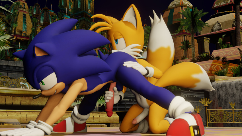 2_tails 3d_(artwork) anal anthro balls blender_(software) canid canine digital_media_(artwork) duo eulipotyphlan fox genitals handjob hedgehog hi_res kneeling looking_pleasured male male/male mammal miles_prower multi_tail oral penile penis rimming sega sex sonic_the_hedgehog sonic_the_hedgehog_(series) spread_legs spreading twintails3d