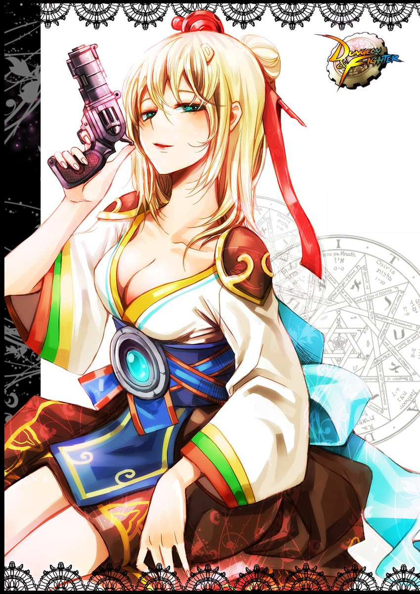 blonde_hair dfo dungeon_and_fighter dungeon_fighter_online female female_gunner female_gunner_(dungeon_and_fighter) gun gunner gunner_(dungeon_and_fighter) highres korean_clothes weapon