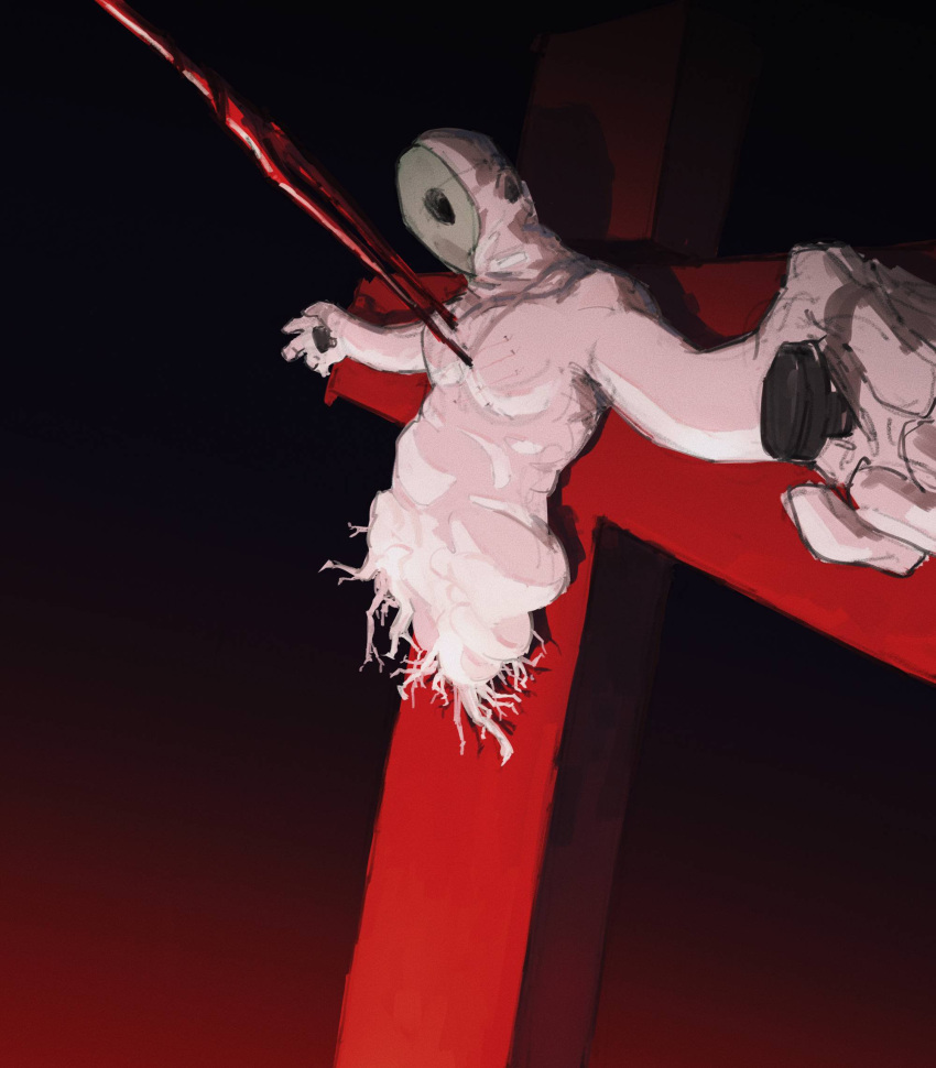 cross crucifixion from_side highres lance_of_longinus latin_cross lilith_(evangelion) luqosan neon_genesis_evangelion no_humans solo