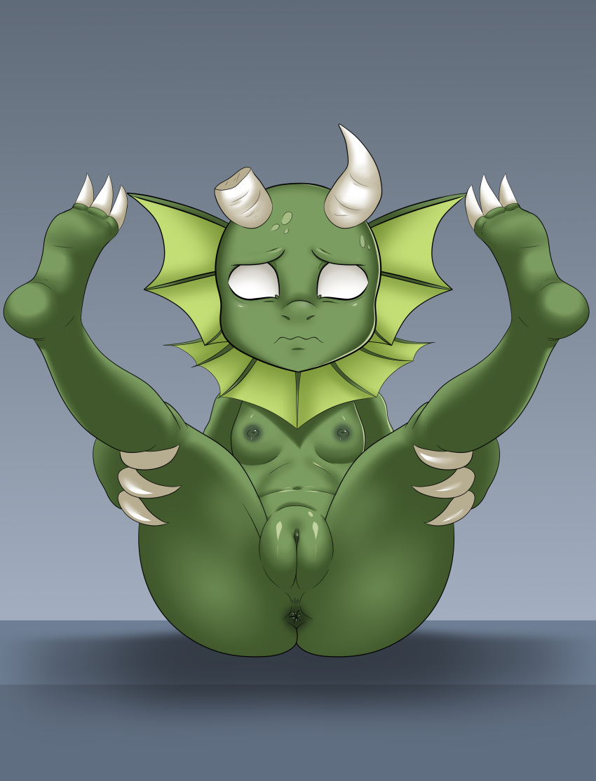 absurd_res amphibian animal_humanoid anthro anus breasts butt claws don't_starve ear_fins feet female fin finger_claws forkat_bau frill_(anatomy) genitals green_body hi_res holding_both_legs horn humanoid klei_entertainment legs_up looking_at_viewer lying marine marine_humanoid membrane_(anatomy) merm neck_frill on_back presenting presenting_anus presenting_hindquarters presenting_pussy pussy simple_background small_breasts solo toe_claws video_games worried worried_face worried_look wurt wurt_(don't_starve)