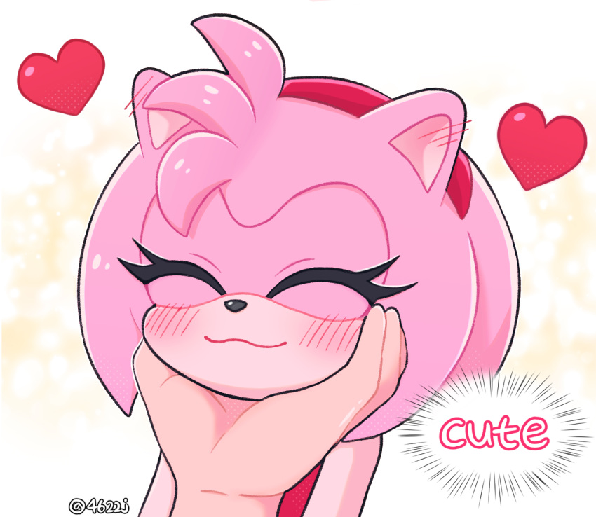 &lt;3 2022 4622j accessory ambiguous_gender amy_rose anthro artist_name black_nose blush caressing_face clothed clothing countershade_face countershading cute_expression daww digital_media_(artwork) disembodied_hand dress duo ear_blush english_text eulipotyphlan eyelashes eyes_closed female female_focus fur hair hair_accessory hairband hand_on_face hand_on_muzzle hedgehog hi_res light_body light_skin mammal multicolored_face pink_body pink_fur pink_hair pink_skin s2 sega short_hair simple_background smile solo_focus sonic_the_hedgehog_(series) tan_body tan_countershading tan_skin text two_tone_face white_background