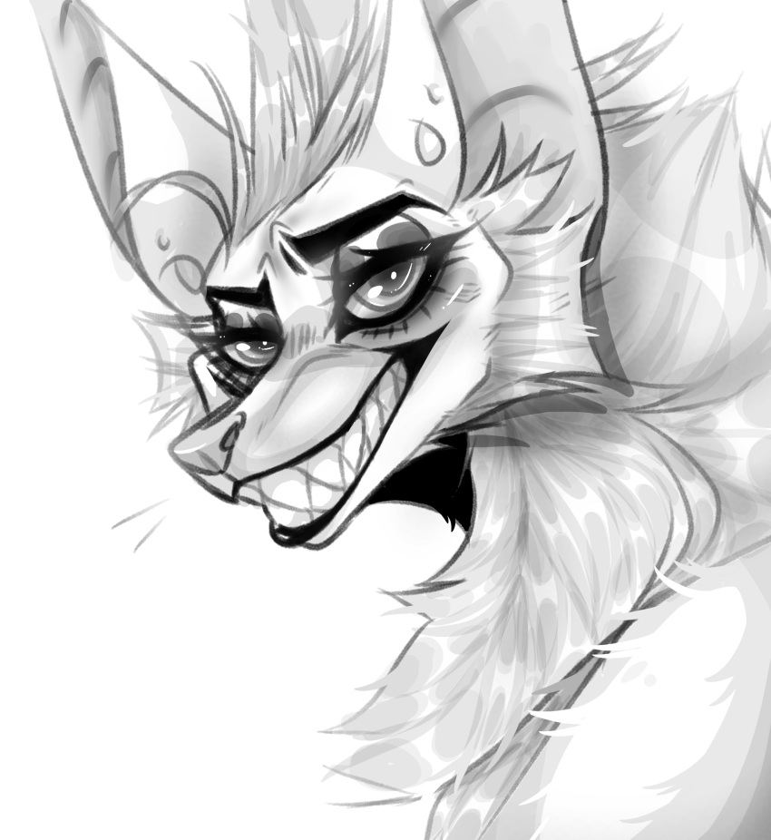 2019 avis_(epicfacepowwaa) black_eyebrows black_eyelashes bust_portrait by canid canine creative_commons digital_drawing_(artwork) digital_media_(artwork) ear_piercing epicfacepowwaa eyebrows facial_tuft female feral half-closed_eyes head_tuft hi_res inner_ear_fluff mammal monochrome narrowed_eyes neck_tuft piercing portrait shaded shadow simple_background sketch smile smiling_at_viewer solo tuft white_background