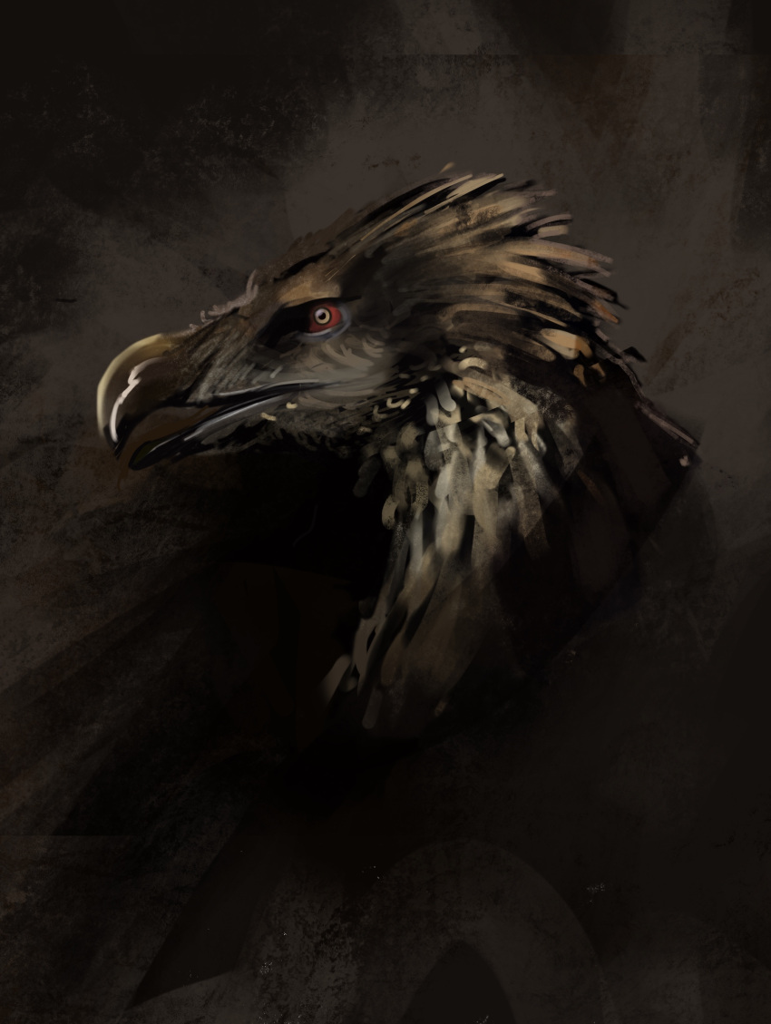 absurd_res accipitrid accipitriform anthro avian beak bearded_vulture bird digital_media_(artwork) feathers hi_res kotia male old_world_vulture open_mouth portrait simple_background solo vulture