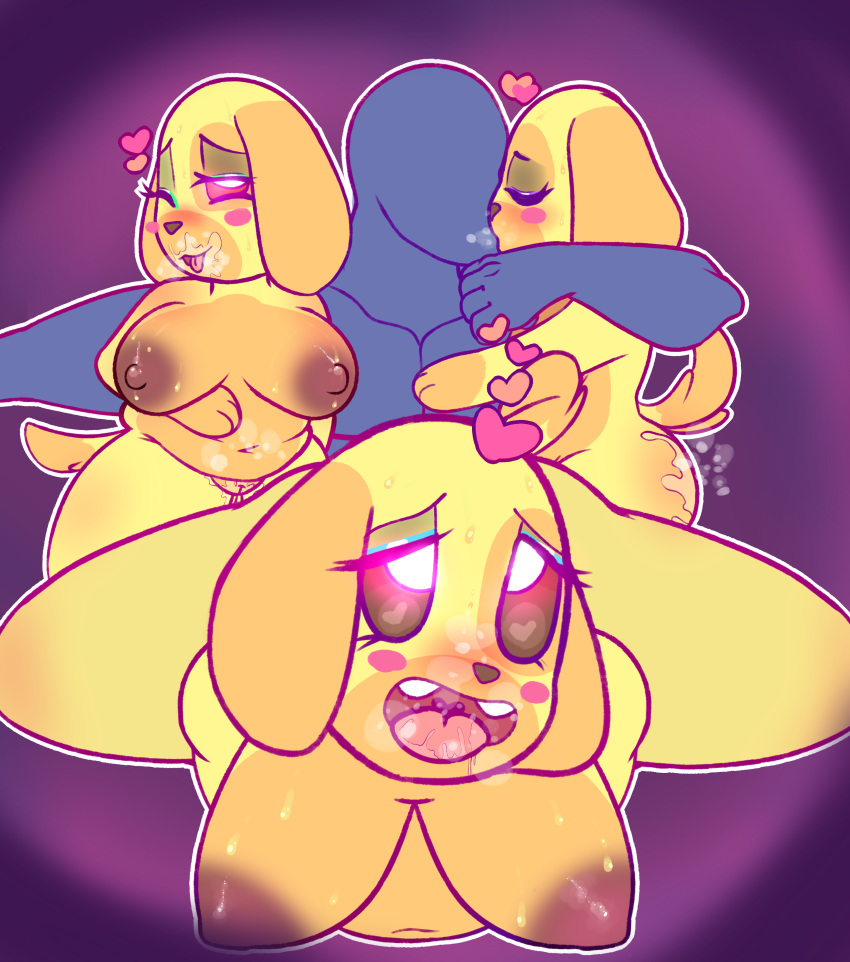 &lt;3 &lt;3_eyes 2022 absurd_res animal_crossing anthro anthro_focus anthro_penetrated areola bird_dog blush blush_stickers bodily_fluids breasts brown_areola brown_nipples brown_nose brown_sclera butt canid canine canis cum cum_on_butt cum_on_face digital_drawing_(artwork) digital_media_(artwork) domestic_dog doodling_selkie drolling eyelashes faceless_character faceless_male female female_focus female_penetrated foursome fur genital_fluids golden_retriever goldie_(animal_crossing) grey_body group group_sex hi_res human human_on_anthro human_penetrating human_penetrating_anthro human_penetrating_female hunting_dog implied_cunnilingus implied_incest interspecies kiss_on_lips kissing male male/female male_penetrating male_penetrating_anthro male_penetrating_female mammal nintendo nipples penetration retriever saliva sex sibling solo spots spotted_body spotted_fur tail_motion tailwag teeth triplets vaginal vaginal_penetration video_games yellow_body yellow_fur