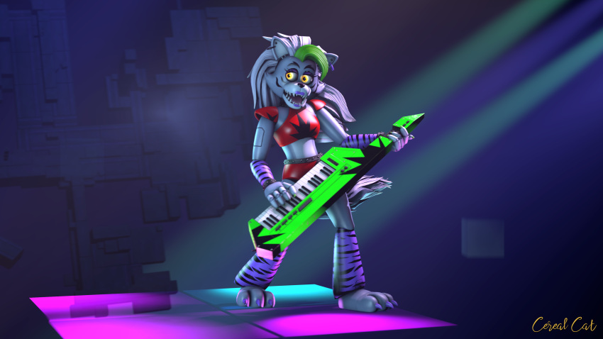 2022 3d_(artwork) absurd_res animatronic canid canine canis clothed clothing digital_media_(artwork) ear_piercing female five_nights_at_freddy's five_nights_at_freddy's:_security_breach fur hair hi_res keyboard_instrument keytar machine mammal musical_instrument piercing robot roxanne_wolf_(fnaf) scottgames solo source_filmmaker video_games wallpaper weegeen8or1337 wolf