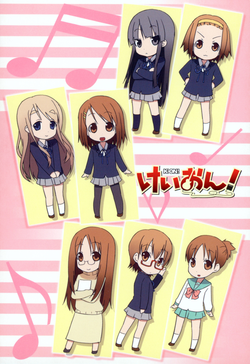 akiyama_mio chibi hirasawa_ui hirasawa_yui k-on! kakifly kotobuki_tsumugi manabe_nodoka pantyhose seifuku tainaka_ritsu yamanaka_sawako