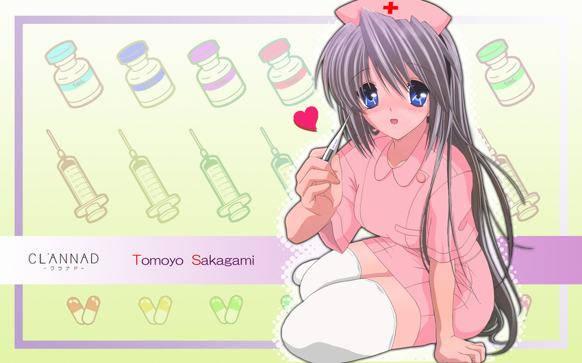 clannad nurse photoshop sakagami_tomoyo thigh-highs wallpaper