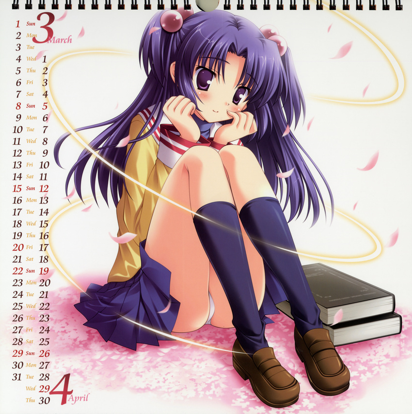 calendar clannad fixme ichinose_kotomi ikegami_akane pantsu seifuku