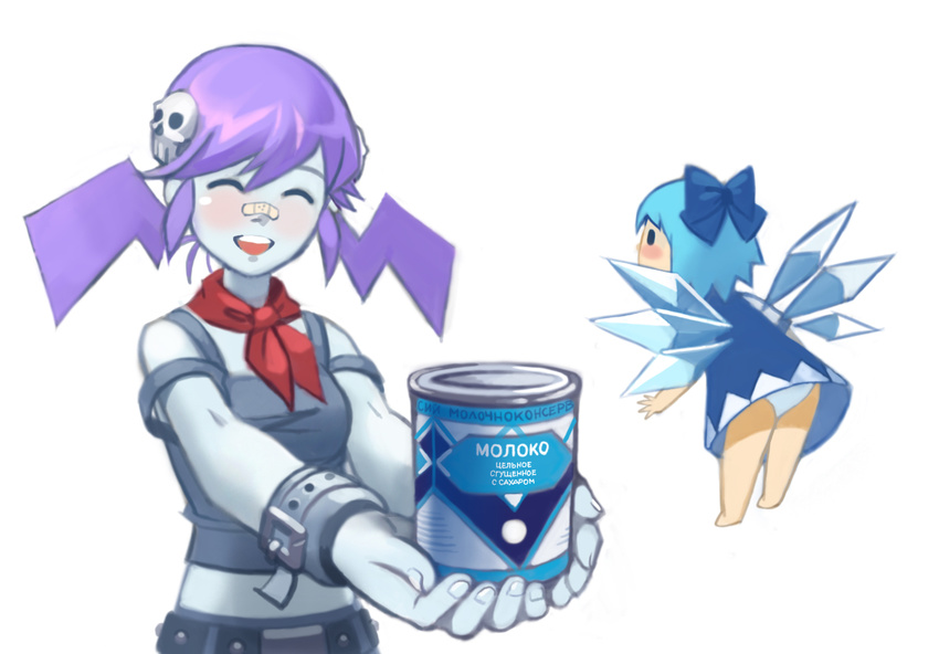 2-ch blue_hair cirno creepy-tan mascot panties pantsu purple_hair ru-chans skull touhou underwear violet_hair