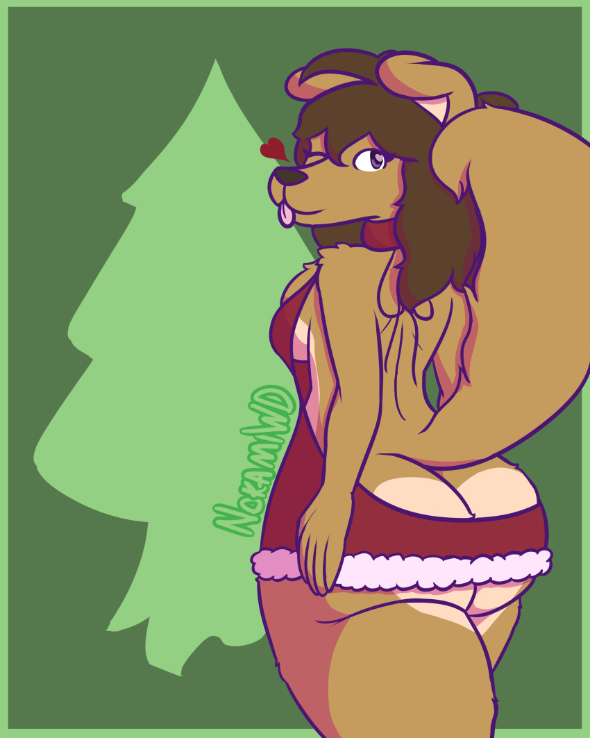 absurd_res anthro big_breasts big_butt blep breasts butt canid canine canis cheek_tuft chest_tuft christmas christmas_clothing clothed clothing digital_media_(artwork) domestic_dog facial_tuft female fluffy fluffy_tail hi_res holidays huge_butt july_shepherd_(nokamiwd) looking_back mammal meme meme_clothing nokamiwd simple_background smile solo sweater thick_thighs tongue tongue_out topwear tuft virgin_killer_sweater wide_hips