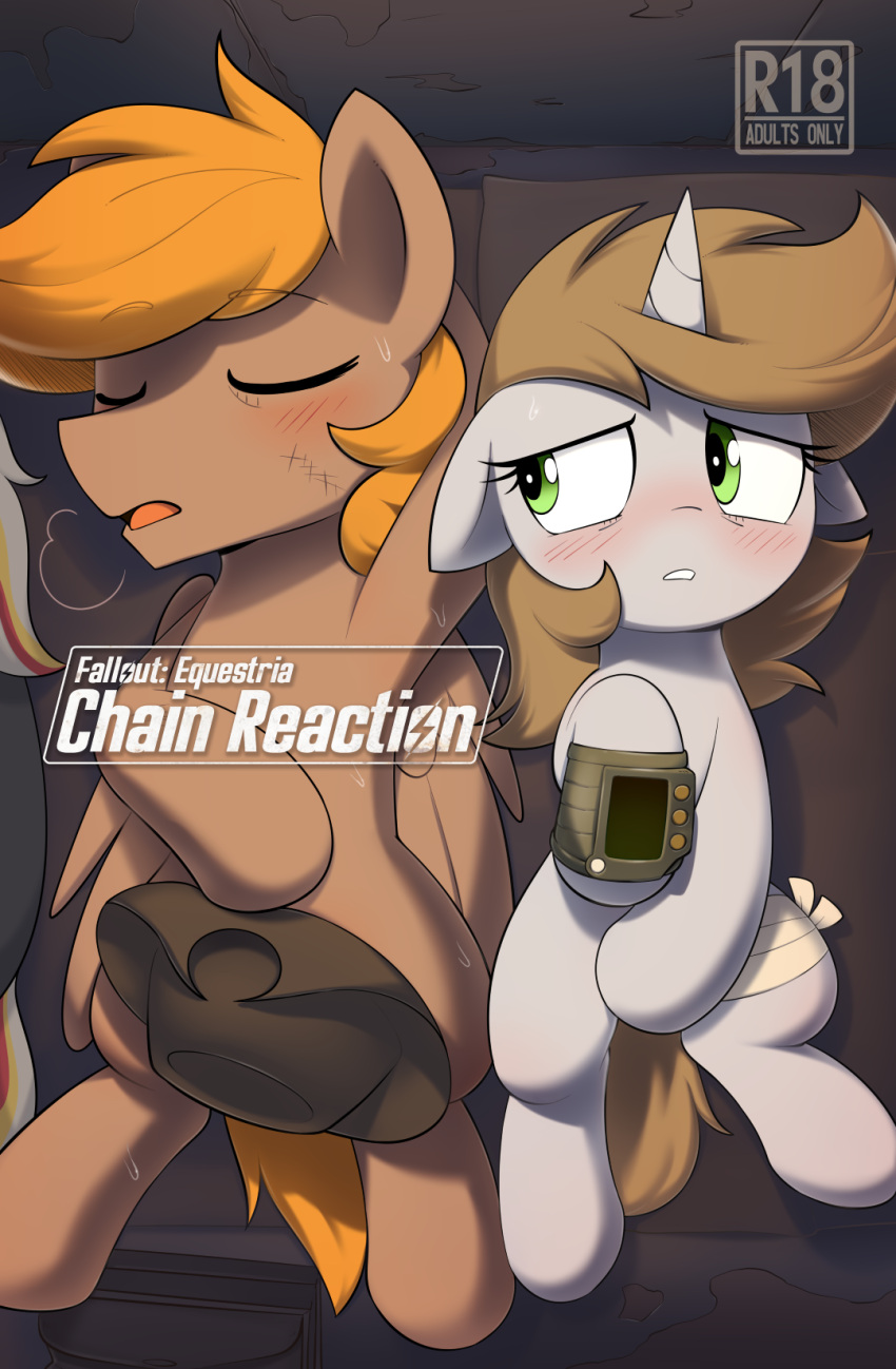bethesda_softworks blush calamity_(fallout_equestria) comic cover covering covering_crotch duo equid equine fallout fallout_equestria fan_character female feral hasbro hi_res horn horse littlepip male mammal my_little_pony pegasus pip-boy pony shinodage sleeping unicorn velvet_remedy video_games wings