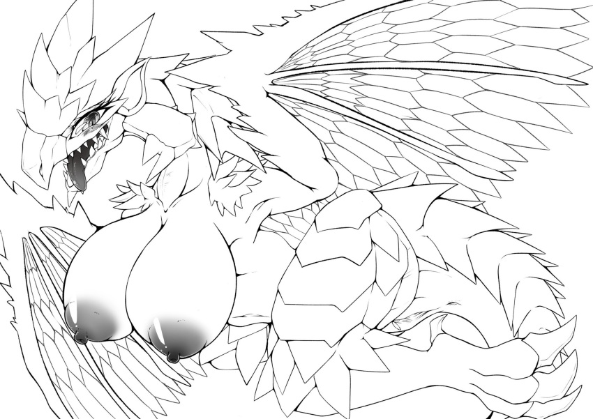 areola azure_rathalos big_areola big_breasts breasts busty_feral capcom crossgender dragon female feral flying_wyvern hi_res monster_hunter rath_wyvern rathalos solo thick_thighs tongue tongue_out torimochi video_games