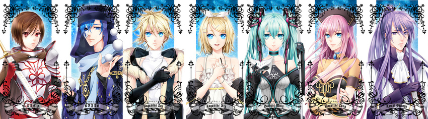 4girls cocoon_(loveririn) duplicate hatsune_miku kagamine_len kagamine_rin kaito kamui_gakupo megurine_luka meiko multiple_boys multiple_girls vocaloid