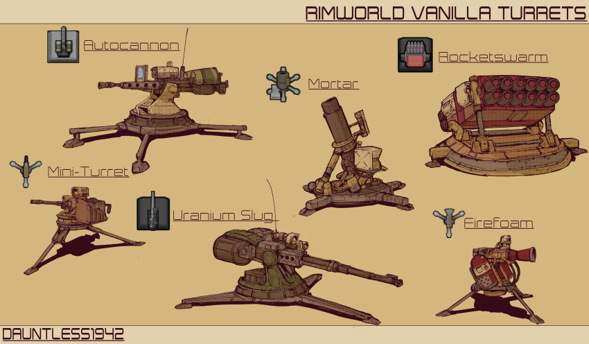 absurdres dauntless1942 gun highres mortar original rimworld rocket_launcher turret weapon