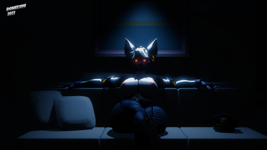 3d_(artwork) anthro armwear breasts clothed clothing dark_room digital_media_(artwork) domizoni elbow_gloves female fingerless_gloves furniture gloves glowing glowing_eyes handwear hat headgear headwear looking_at_viewer lounging mammal murid murine officer_flint_(foretbwat) on_sofa pinup pose rat rodent sitting sitting_on_sofa smile sofa solo source_filmmaker thick_thighs topless topless_female