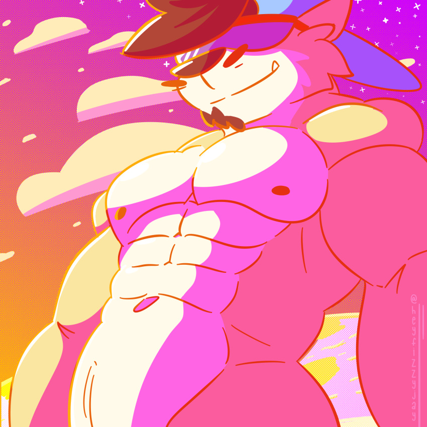 abs anthro biceps canid canine canis clothing coyote digital_media_(artwork) eyewear fizzyjay fur hat headgear headwear hi_res male mammal muscular muscular_anthro muscular_male nipples nude pecs sandblast solo sunglasses