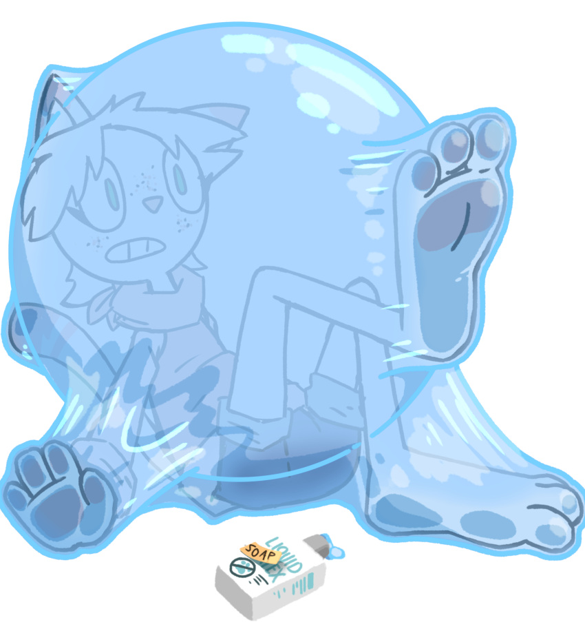 animal_humanoid anthro big_feet bubble feet felid felid_humanoid feline female foot_fetish foot_focus glue hi_res hindpaw huge_feet humanoid kariii latex mammal mammal_humanoid musky_feet paige paws rubber solo stuck trapped trapped_in_bubble