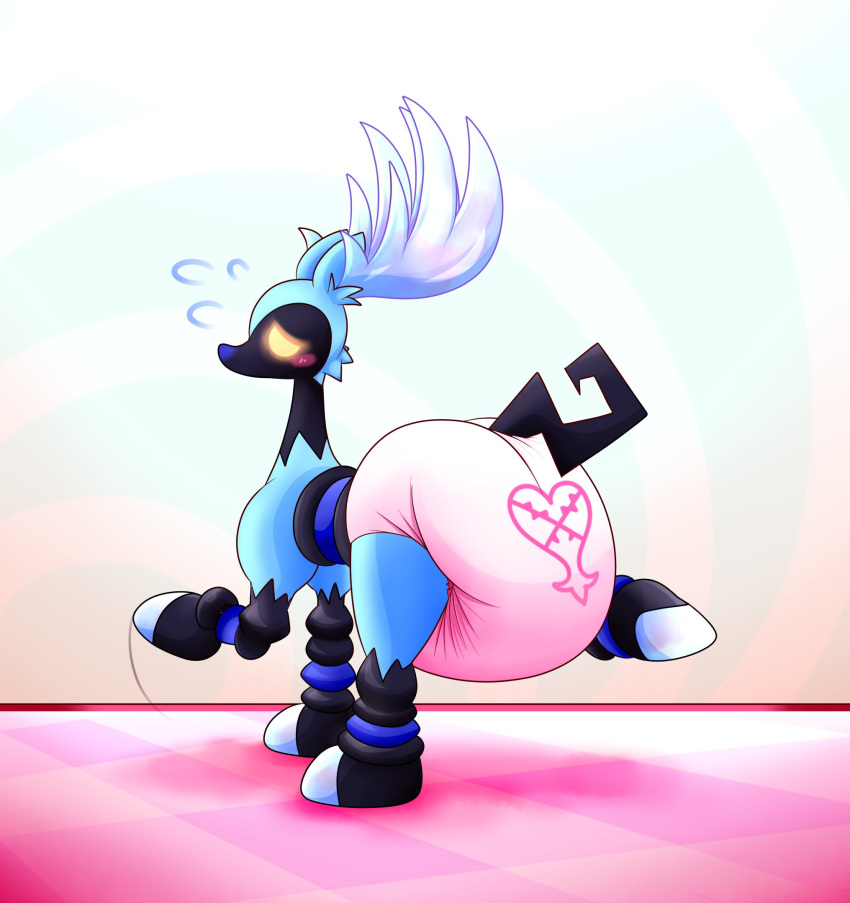 ambiguous_gender antlers blush butt deer diaper digital_media_(artwork) disney embarrassed feral fur heartless hi_res horn kingdom_hearts mammal simple_background sir-dancalot solo square_enix video_games yellow_eyes