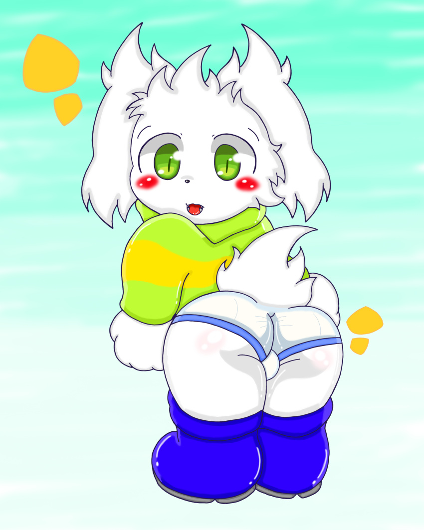 absurd_res ara asriel_dreemurr briefs butt clothing hi_res male undertale undertale_(series) underwear video_games