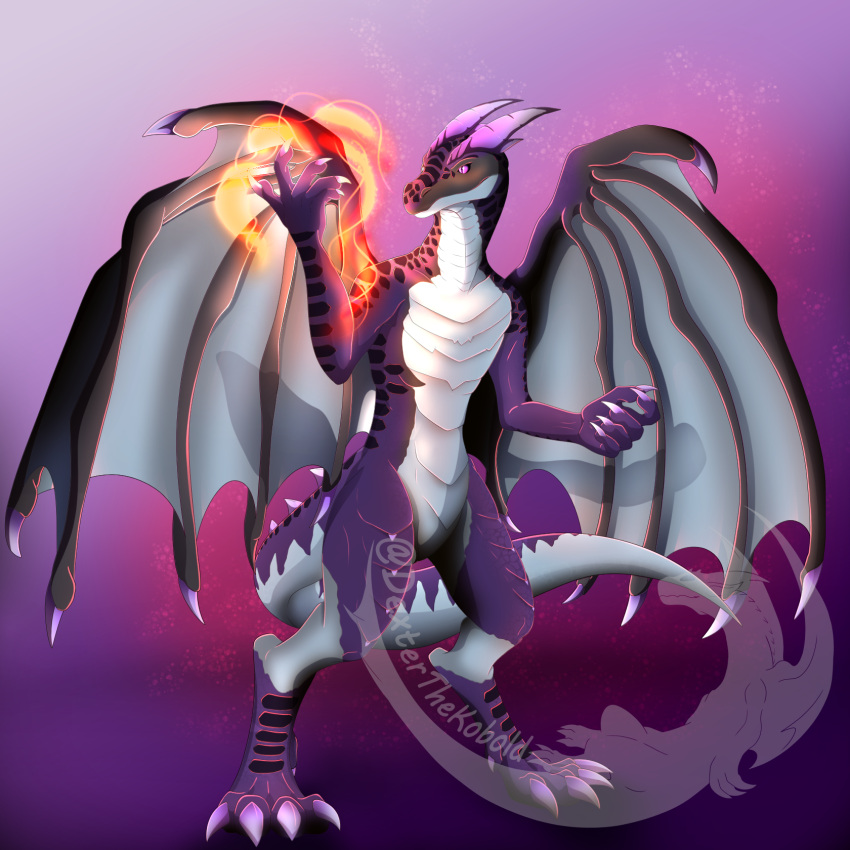 anthro blizzard_entertainment claws dexterthekobold dracthyr dragon hi_res magic membrane_(anatomy) membranous_wings scalie solo warcraft western_dragon wings