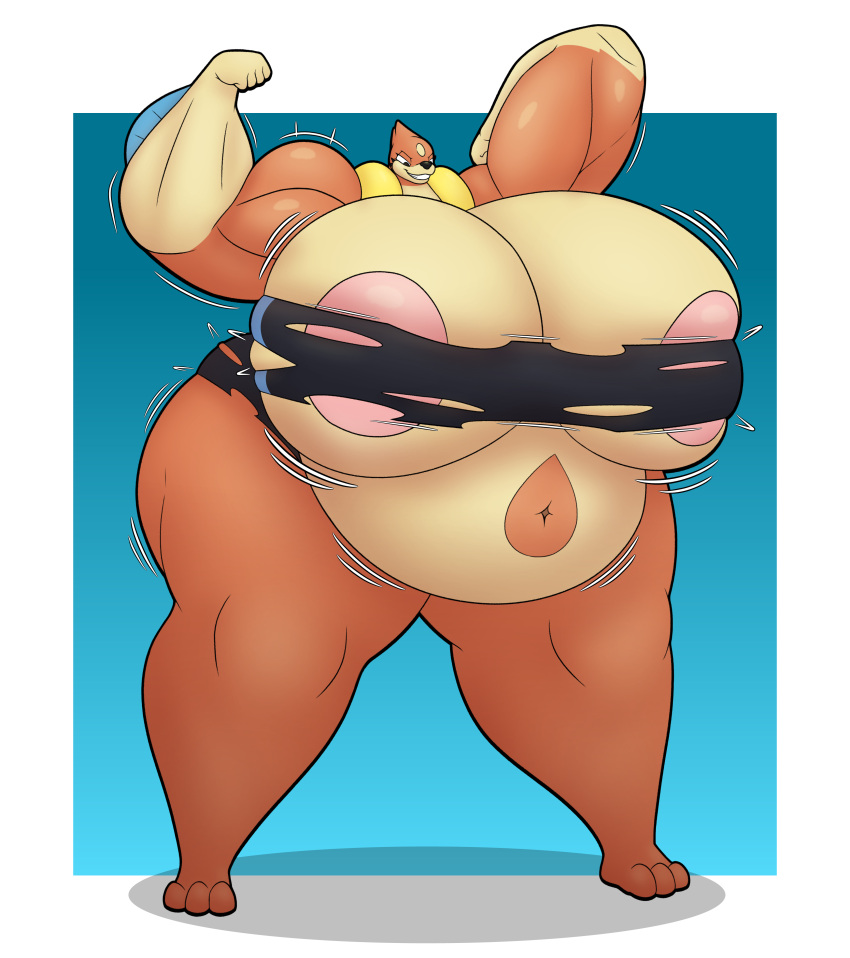 absurd_res after_vore anthro belly big_belly big_breasts big_legs big_muscles breasts carboncopy612 clothing ed_(nidogatr) female flexing flexing_bicep flexing_muscles floatzel generation_4_pokemon growth hi_res huge_breasts huge_muscles hyper hyper_breasts muscular navel nintendo pokemon pokemon_(species) small_head smile solo tall_girl tearing_bottomwear tearing_clothing tearing_topwear torn_clothing vore wardrobe_malfunction