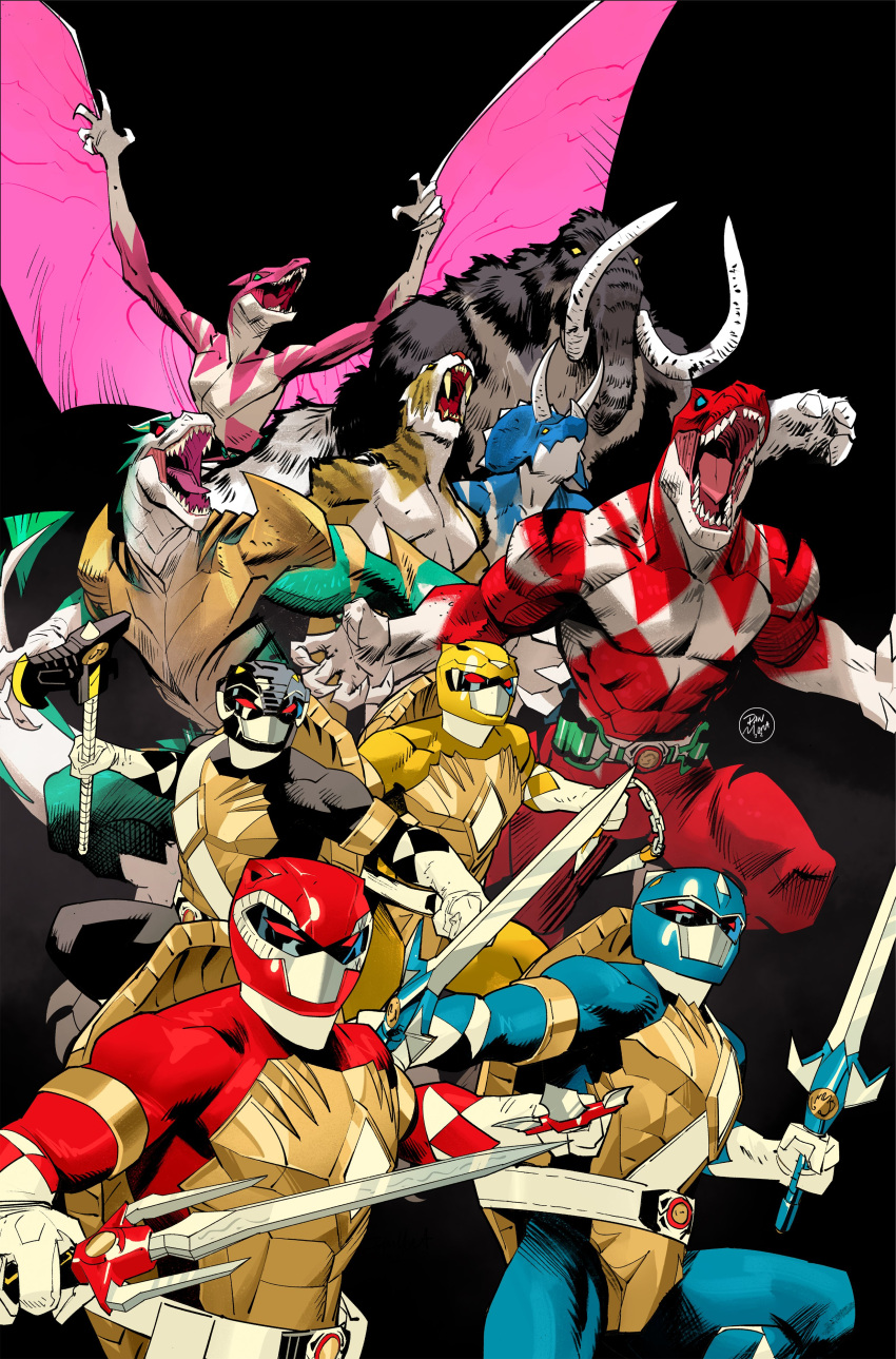 2girls 6+boys absurdres armor black_ranger blue_ranger crossover dan_mora dinosaur donatello_(tmnt) dragon furry furry_female furry_male helmet highres jason_lee_scott katana kimberly_ann_hart leonardo_(tmnt) mammoth mask michelangelo_(tmnt) mighty_morphin_power_rangers monsterification multiple_boys multiple_girls ninja nunchaku power_rangers pterosaur raphael_(tmnt) red_eyes red_ranger sabertooth_cat sai_(weapon) spoilers staff sword teenage_mutant_ninja_turtles tommy_oliver triceratops trini_kwan turtle tyrannosaurus_rex weapon william_cranston yellow_ranger zachary_taylor