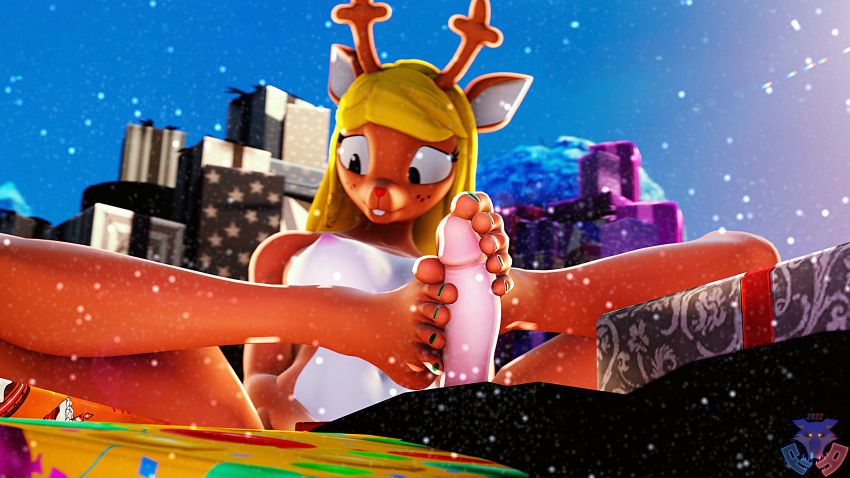 2022 3d_(artwork) absurd_res anthro deer deltarune digital_media_(artwork) faceless_character faceless_male female foot_fetish foot_play footjob hi_res male mammal noelle_holiday offscreen_male rookieanimator210 sex snow source_filmmaker tobyfox undertale_(series)