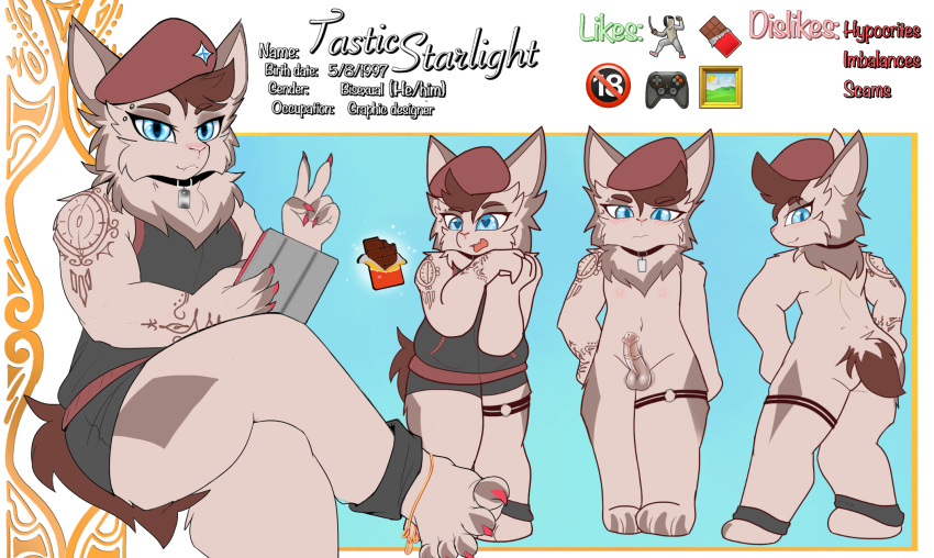 alpaca alpha_channel anthro beret blue_eyes camelid clothed clothing collar hair hat headgear headwear hi_res jewelry legband looking_at_viewer male mammal model_sheet nude open_mouth shirt solo tank_top tastic_(tasticstarlight) tasticstarlight tattoo thighband topwear