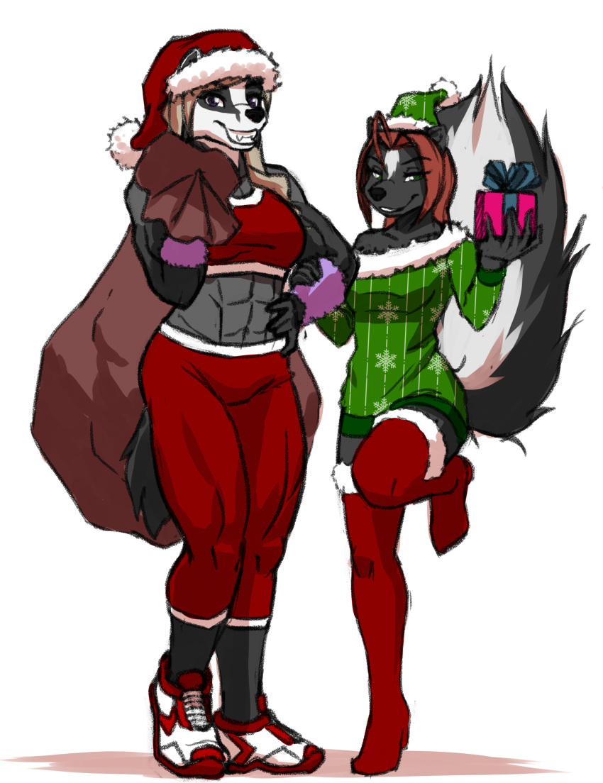 absurd_res anthro badger christmas furry hi_res holidays invalid_tag mammal mephitid mustelid musteline santa_claus skunk