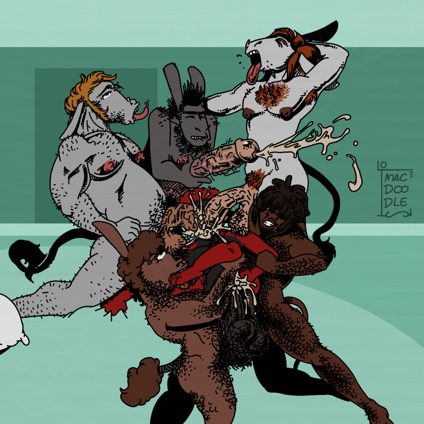 absurd_res anal anthro asinus bodily_fluids comic cum cumshot donkey ejaculation equid equine gangbang genital_fluids group group_sex hi_res humanoid hybrid male male/male mammal mule mustelid olimacdoodles oral orgy otter percibaby52 sex toony vintage