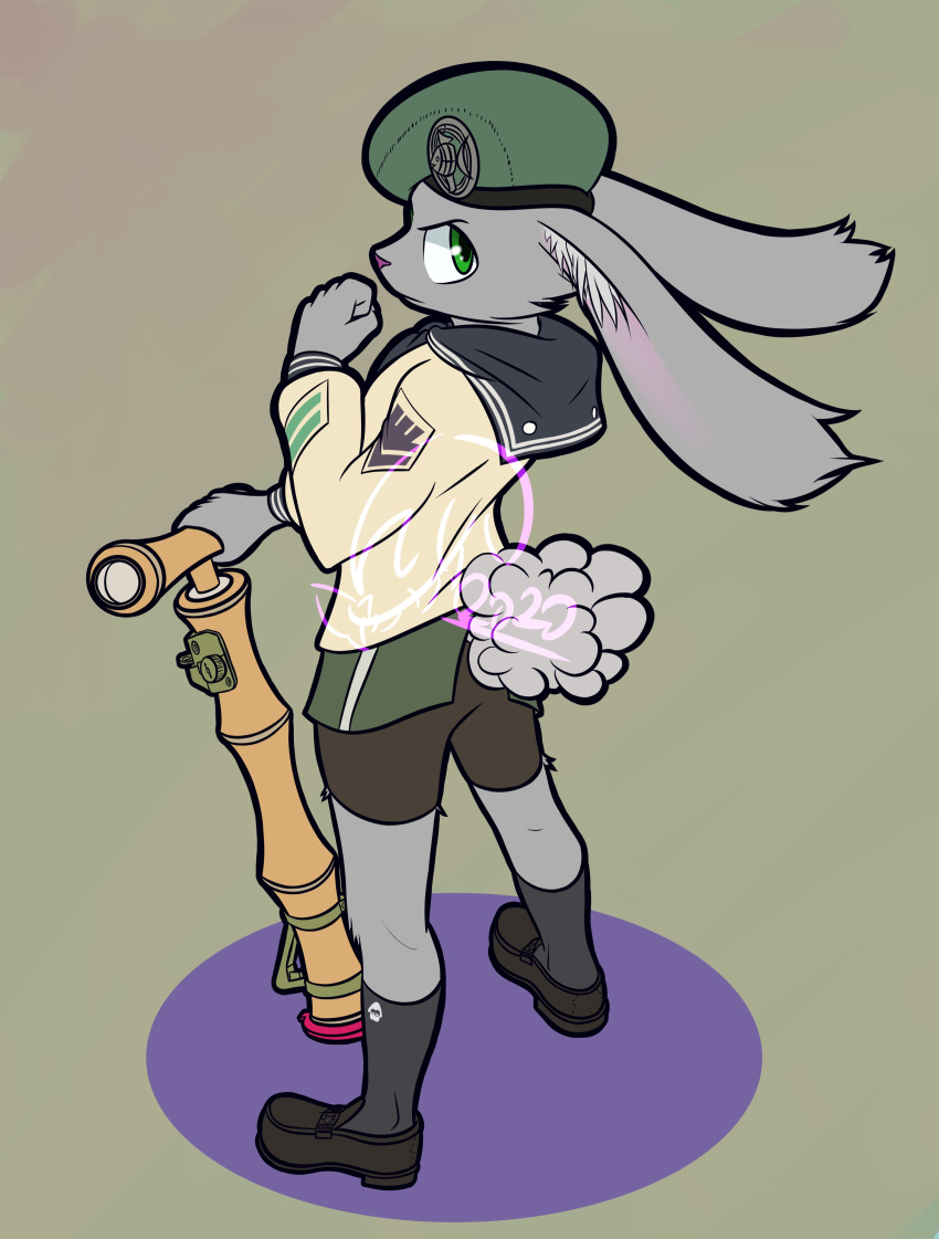 absurd_res anthro bamboozler bavillabunn3 clothed clothing colored commissioned digital_media_(artwork) headgear headwear hi_res lagomorph leporid looking_at_viewer male mammal nintendo pose rabbit simple_background solo splatoon video_games wyviryn