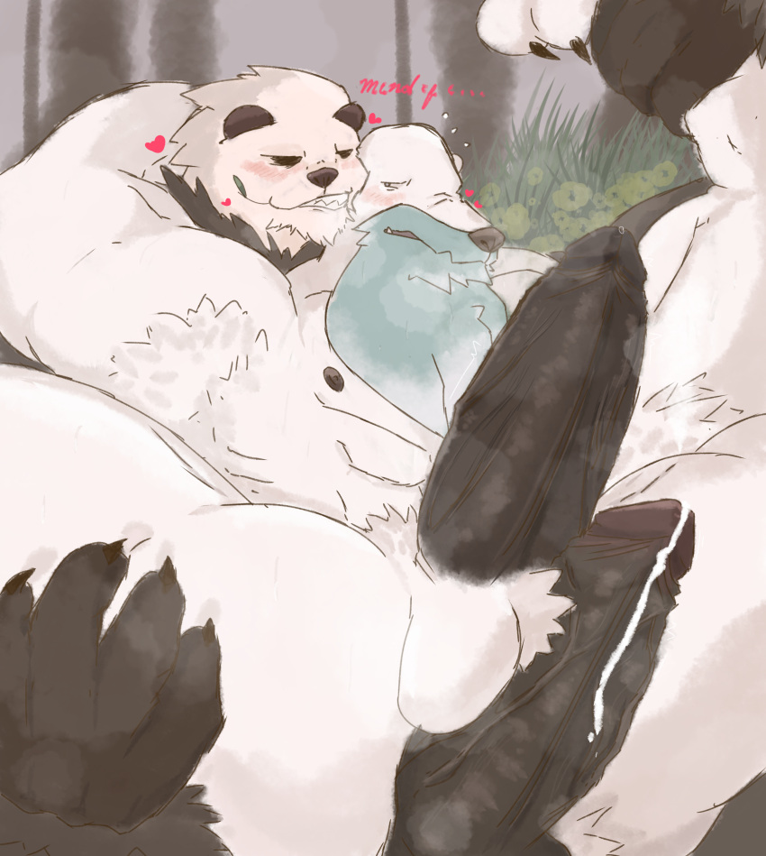 abs absurd_res barazoku bear beartic dominant embarrassed generation_5_pokemon generation_6_pokemon genitals hi_res horny male male/male mammal nintendo pangoro penis pokemon pokemon_(species) polar_bear sex spread_legs spreading thigh_sex ursine