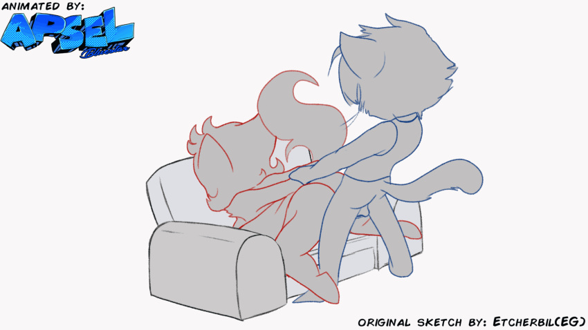 2d_animation animated anthro apsel_bluestar augustus_(bcb) bittersweet_candy_bowl daisy_(bcb) duo etchgerbil felid feline female hi_res loop male male/female mammal sketch webcomic