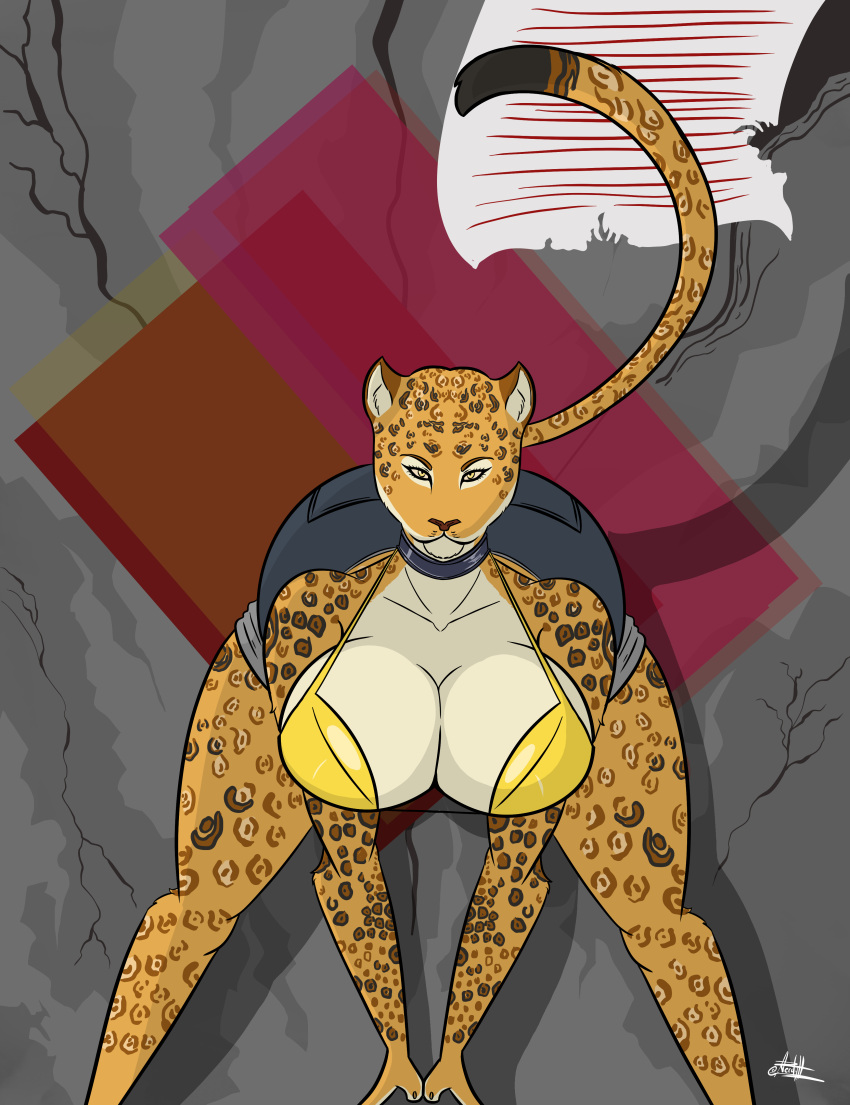 absurd_res anthro big_breasts big_butt breasts butt felid female hi_res humanoid hybrid jack-o'_pose leopard looking_at_viewer mammal orangina pantherine panthra78 pose solo