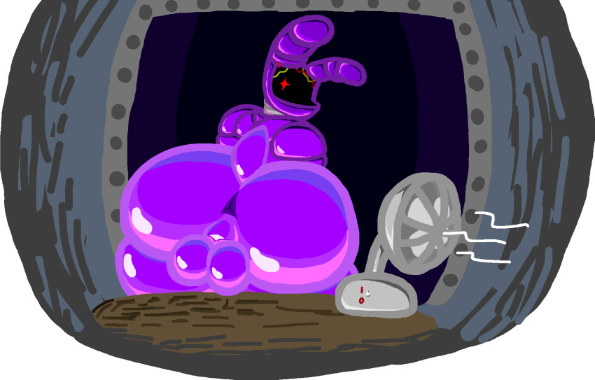1_eye 2022 absurd_res alpha_channel animatronic anthro anus backsack balloon balls barely_visible_anus big_butt butt butt_focus cables curvy_male diamondtears digital_media_(artwork) doorframe fan_(fnaf) five_nights_at_freddy's five_nights_at_freddy's_2 genitals gift girly glowing glowing_eyes hi_res inflatable lagomorph leporid looking_at_viewer looking_back machine male mammal perineum rabbit red_eyes robot scottgames scut_tail short_tail simple_background solo steel tail thick_thighs transparent_background withered_bonnie_(fnaf) y_anus