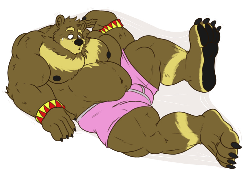 absurd_res alpha_channel anthro aramsito bear belly biceps bulge clothing growth hi_res male mammal muscular nipples pecs pocketcat solo underwear worried