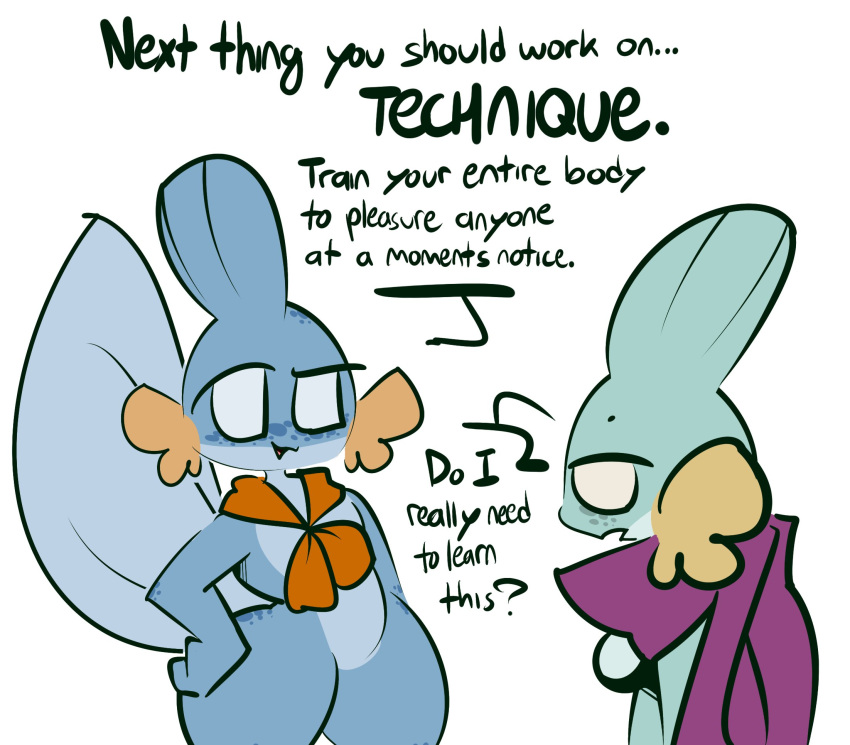 1-upclock 2022 advice anthro blue_body daughter dialogue duo english_text female freckles generation_3_pokemon hi_res imminent_incest imminent_sex kay_(1-upclock) mabel_(1-upclock) mostly_nude mother mother_and_child mother_and_daughter mudkip nintendo parent parent_and_child pokemon pokemon_(species) scarf scarf_only simple_background text white_background wide_hips