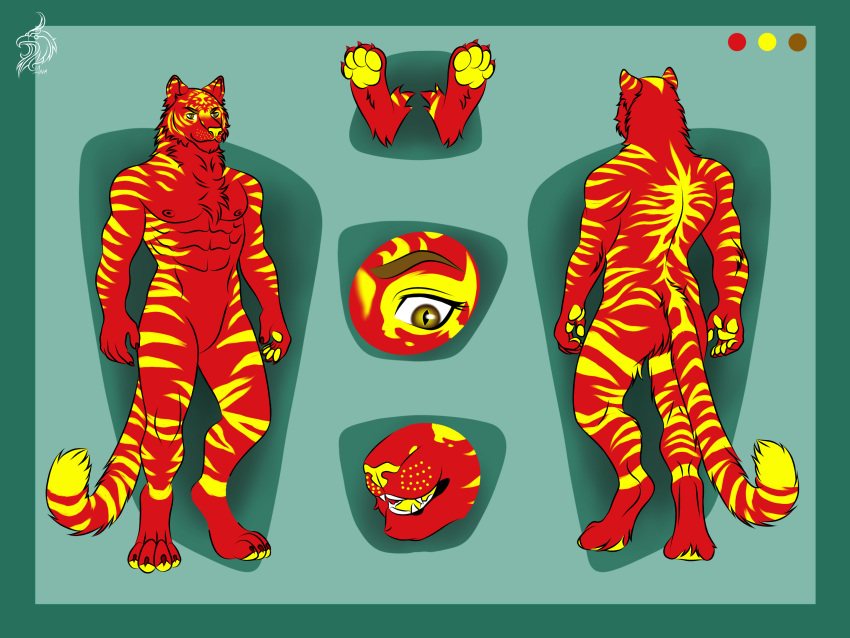 felid feline hi_res male mammal model_sheet muscular pantherine soyanum tiger