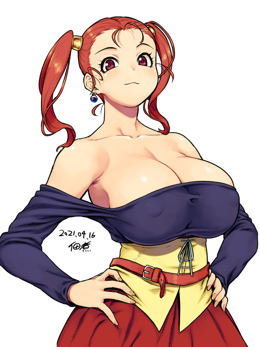 breasts brown_hair crop_top dragon_quest dragon_quest_viii game_console highres jessica_albert large_breasts non-web_source playstation_2 revealing_clothes rocket_launcher rpg video_game weapon