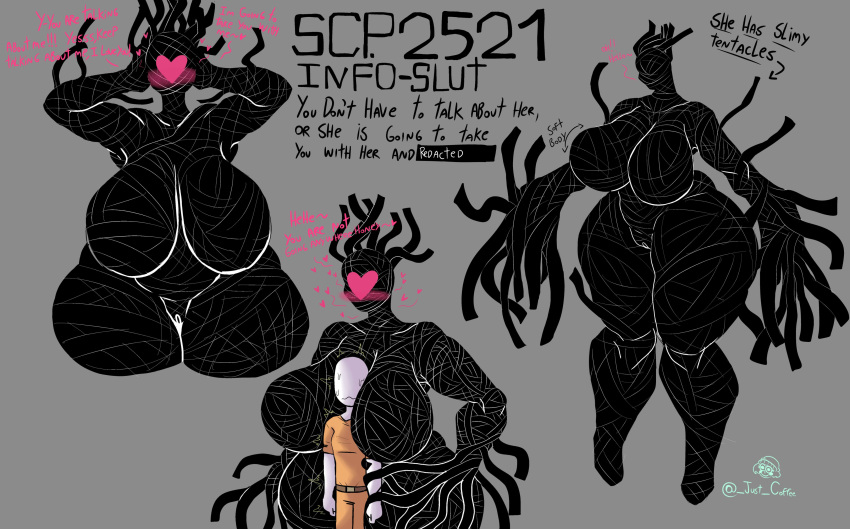 &lt;3 absurd_res big_breasts black_body blush bodily_fluids breasts clothing cumlord d-class dialogue duo eyeless faceless featureless_breasts featureless_feet female genitals grey_background head_between_breasts hi_res huge_breasts human humanoid jumpsuit male mammal monster monstrous_humanoid multiple_poses orange_jumpsuit pose pussy scp-2521 scp_foundation simple_background sweat sweatdrop text thick_thighs white_body white_skin wide_hips