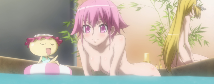 bath breasts cap fanservice highres nipples pink_hair screencap shishidou_akiha shishidou_imoko shishidou_nami sora_wo_kakeru_shoujo