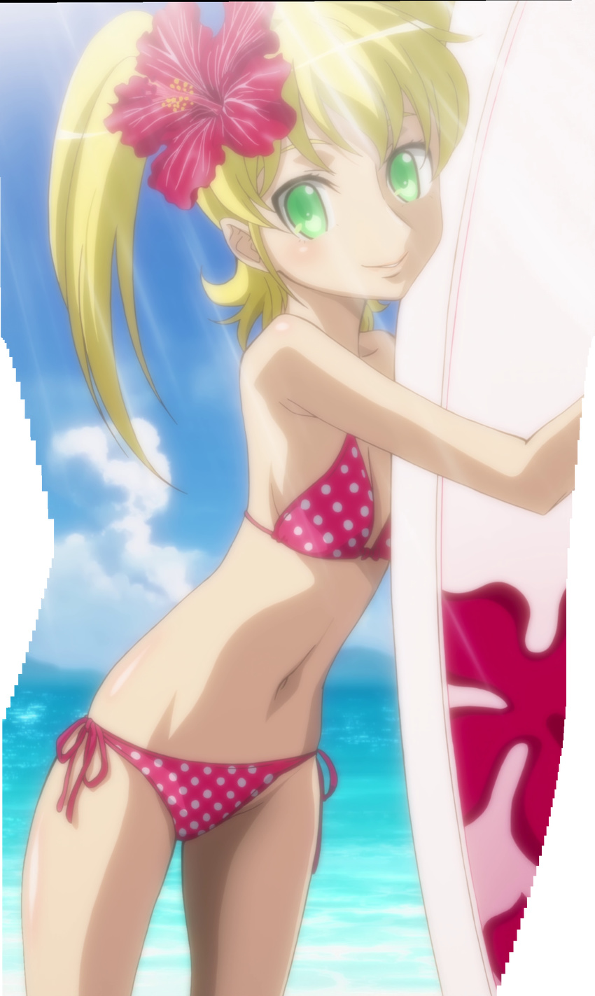 absurdres bikini cap fanservice highres screencap shishidou_nami sora_wo_kakeru_shoujo surfboard swimsuit