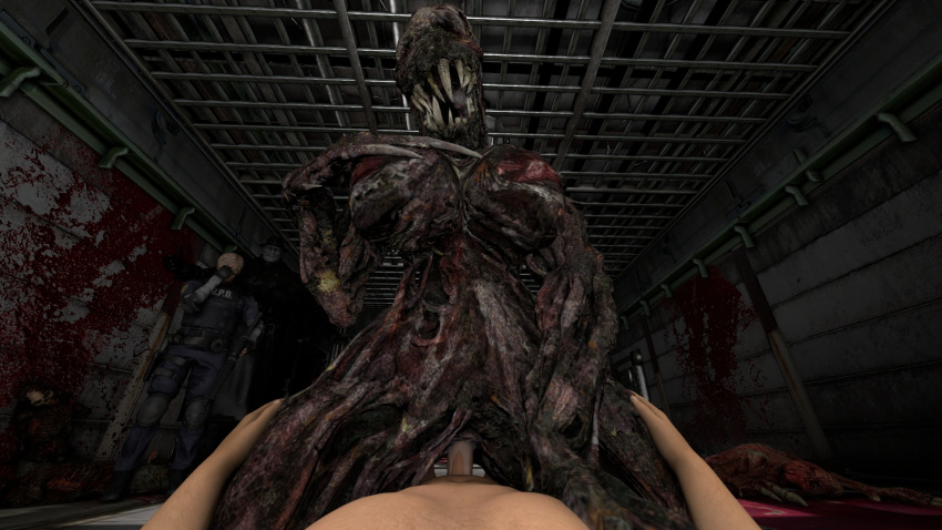 3d_(artwork) big_breasts black_body blood bodily_fluids breasts capcom clothing cum cum_in_pussy cum_inside detailed_background digital_media_(artwork) duo erection fangs female female_penetrated first_person_view genital_fluids genitals group hat headgear headwear hi_res human humanoid interspecies leon_kennedy_(resident_evil) licker_(resident_evil) light-skinned_male male male/female male_penetrating male_penetrating_female male_pov mammal molded_(resident_evil) monster monstrous_humanoid mr._x_(resident_evil) nude open_mouth open_smile penetration penile penile_penetration penis penis_in_pussy pussy resident_evil sex smile starkiller teeth teratophilia vaginal vaginal_penetration