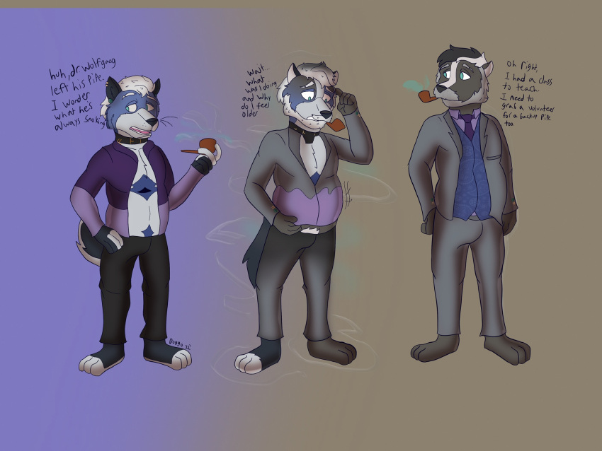 age_progression clothing clothing_transformation dad_transformation hi_res male pipe suit suit_transformation transformation unoriginaldoggo