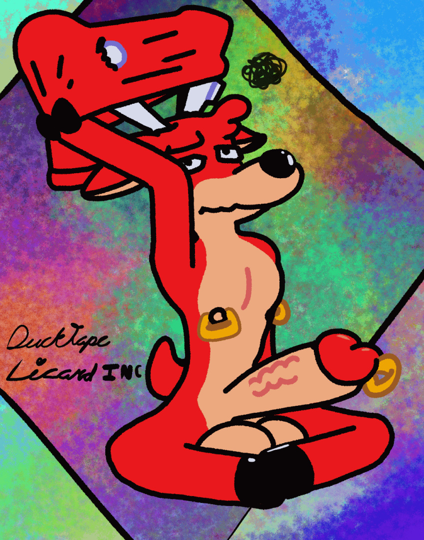 animated annoyed anthro antlers balls big_balls big_penis cain_(superiorfoxdafox) cervine clothing deer ducktape_lizard_inc emote genital_piercing genitals hi_res horn male mammal nipple_piercing nipples penis penis_piercing piercing slim solo torn_clothing vein veiny_penis