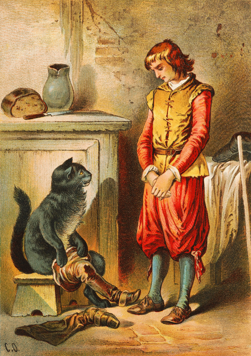 19th_century 5_fingers absurd_res ancient_art boots bread carl_offterdinger clothed clothing container domestic_cat duo fairy_tales felid feline felis feral fingers food footwear fully_clothed fur hair hi_res human jar knife male mammal paws public_domain puss_in_boots tail whiskers